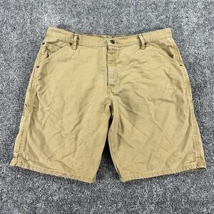 Wrangler Shorts Mens 38 Tan Carpenter Canvas Workwear Pockets Logo City Outdoor